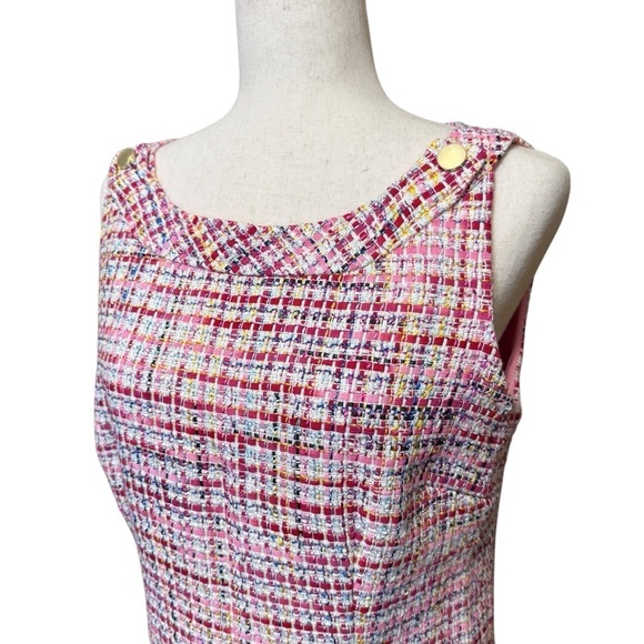 RSVP By Talbots Ribbon Tweed Shift Sleeveless Dress. Pink Blue Size Small #1428 - Picture 6 of 13
